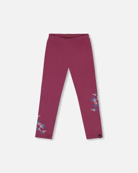 Stretch Leggings With Print Burgundy