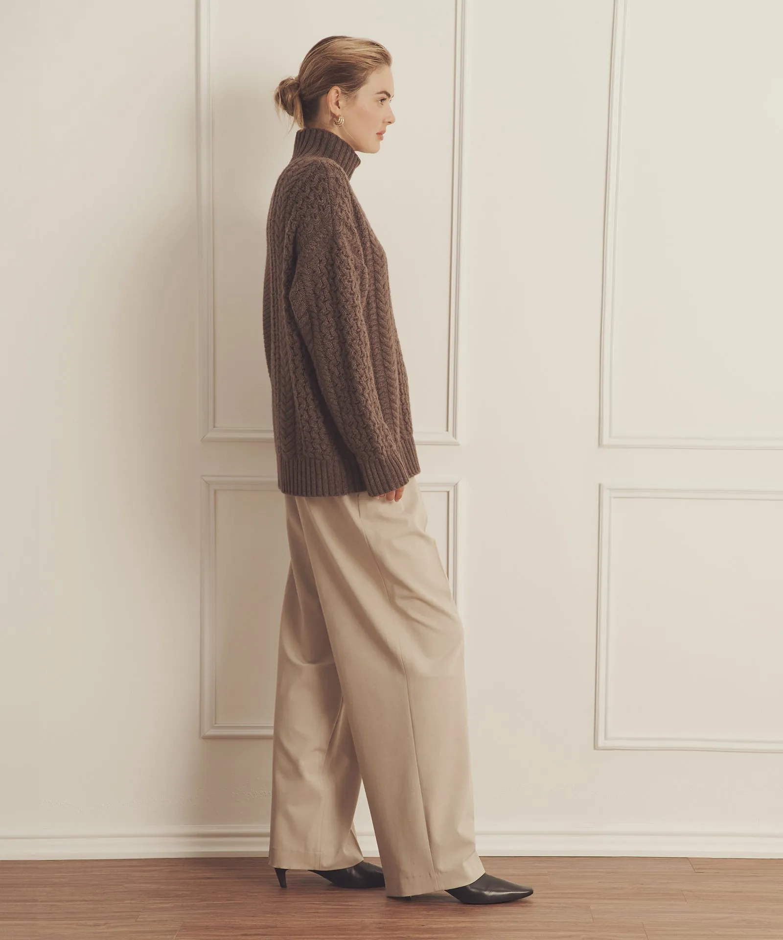 Super Luxe Cashmere Mixed Stitch Turtleneck