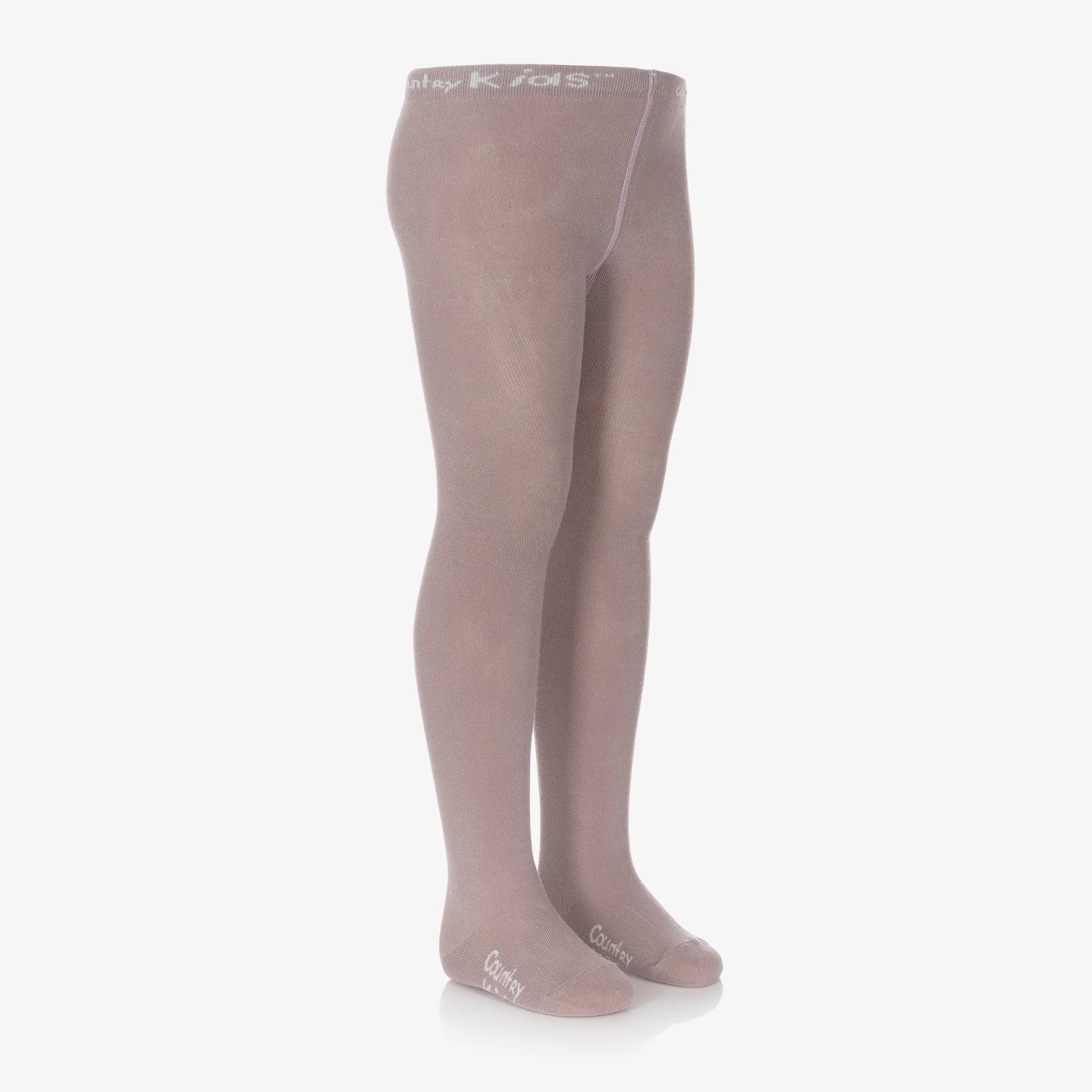 Taupe Brown Cotton Knitted Tights