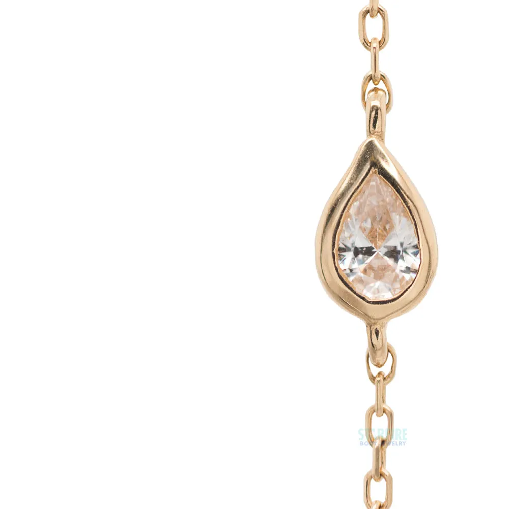 Teardrop Cable Chain Attachment in Gold with CZ