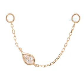 Teardrop Cable Chain Attachment in Gold with CZ