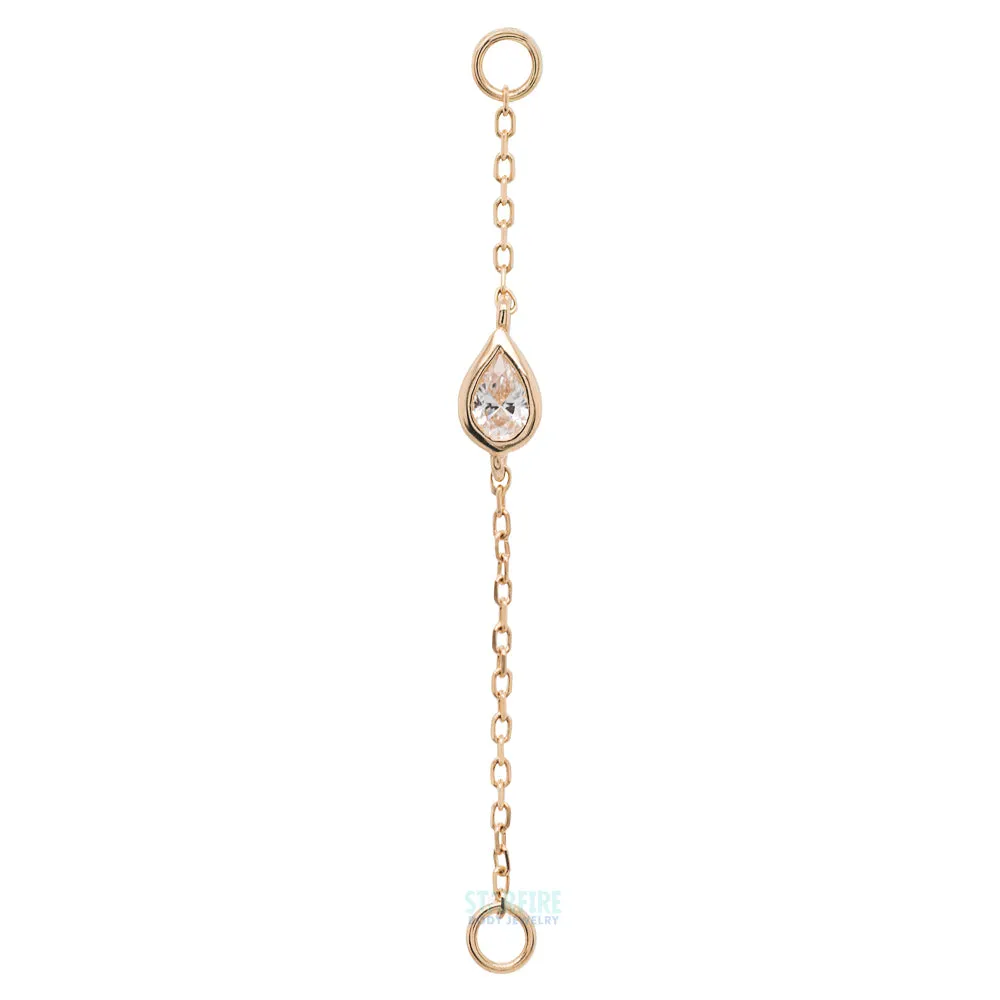 Teardrop Cable Chain Attachment in Gold with CZ