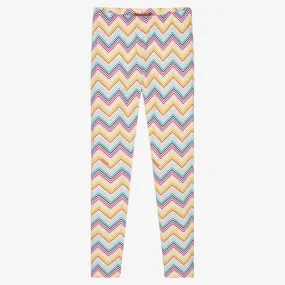 Teen Girls White Zigzag Leggings