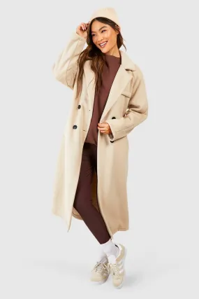 Textured Wool Look Raglan Sleeve Oversized Coat