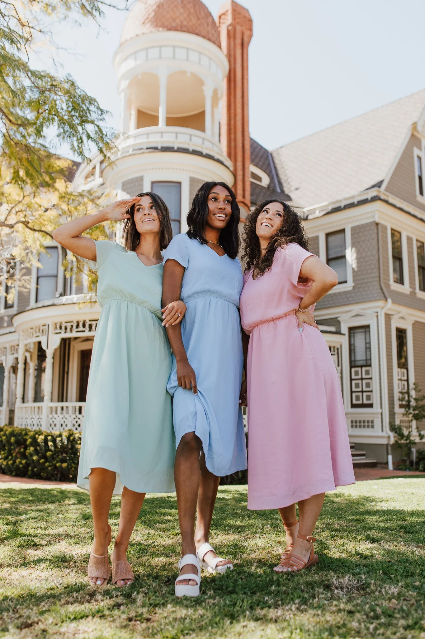 The Derby Dress in Dusty Blue