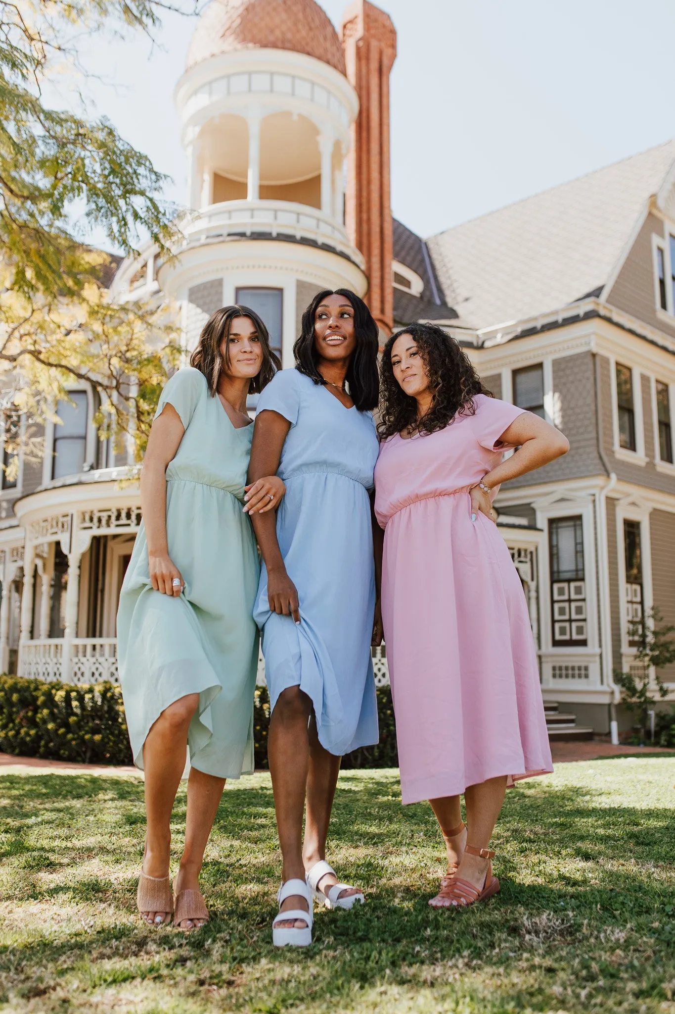 The Derby Dress in Dusty Blue