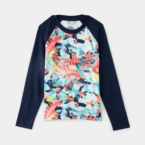 The North Face Junior Girls' Printed Amphibious Long Sleeve T-shirt / TNF Navy Youth Tropical Camo Print