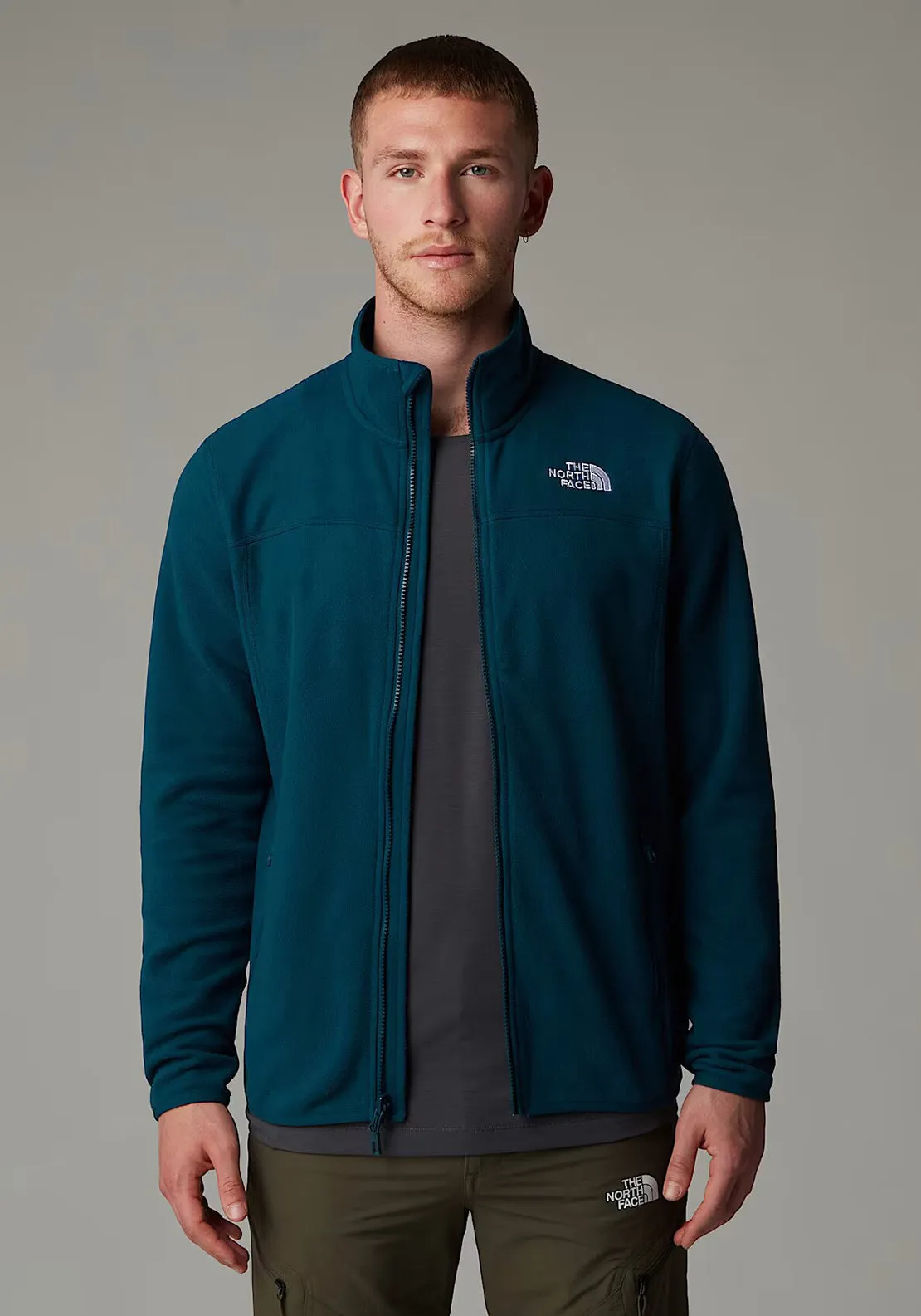 The North Face Men’s 100 Glacier Full Zip Fleece, Petrol Blue