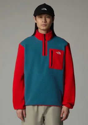 The North Face Men’s Yumiori Quarter Zip Fleece, Mallard Blue & Red