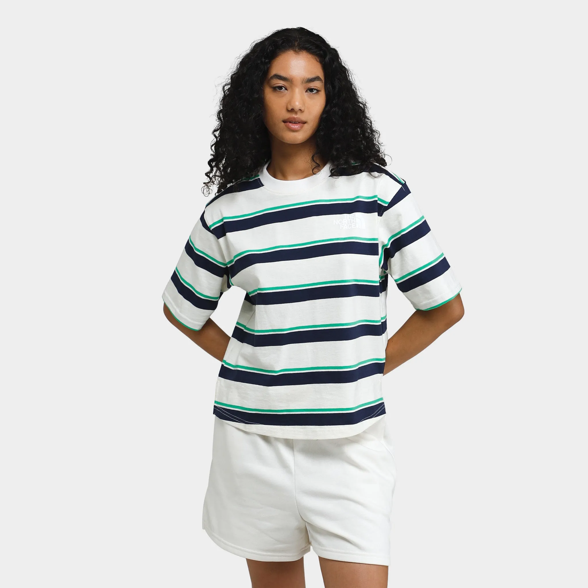 The North Face Women's Striped Easy T-Shirt / White Dune Ascent Stripe