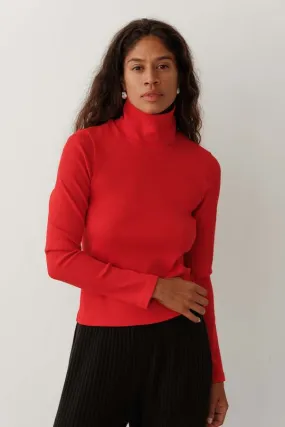 The Rib Turtleneck - Tomato