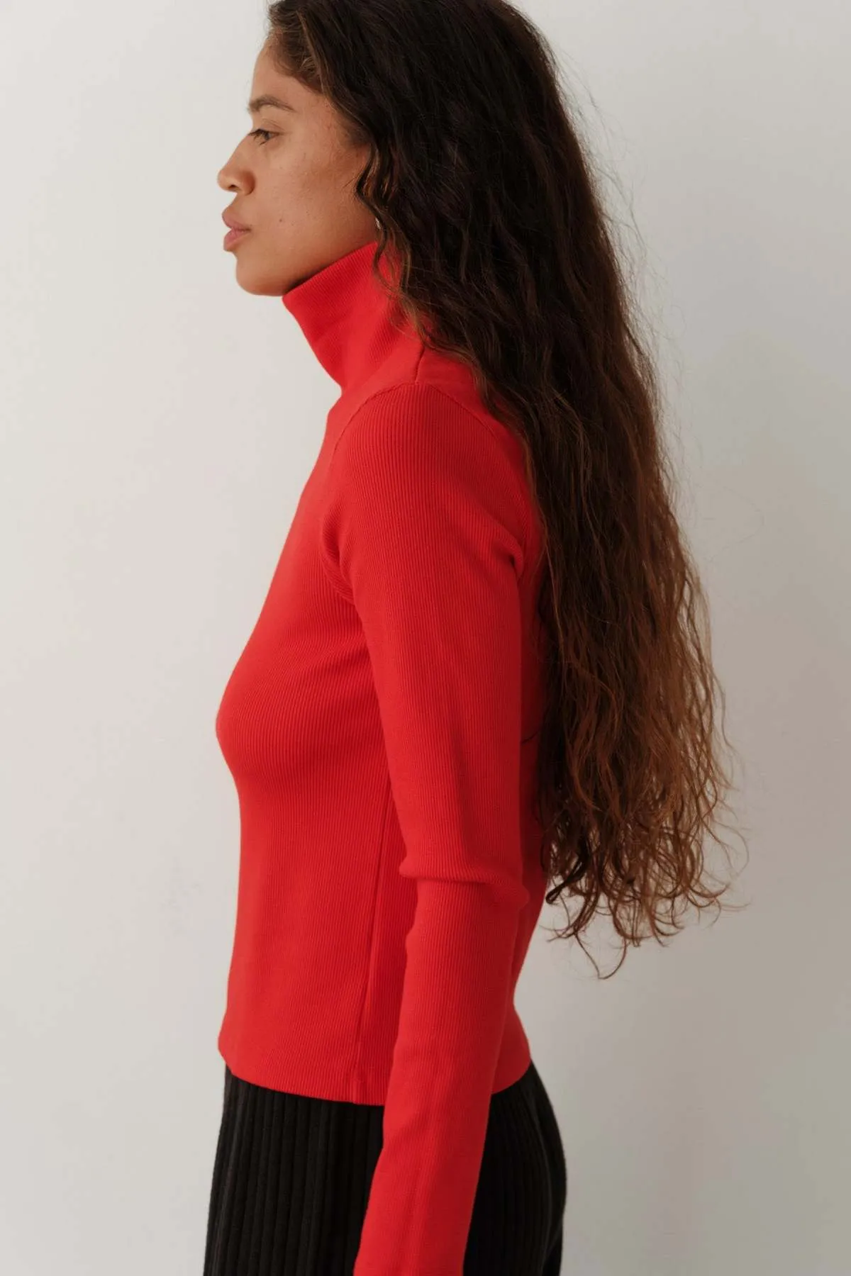 The Rib Turtleneck - Tomato