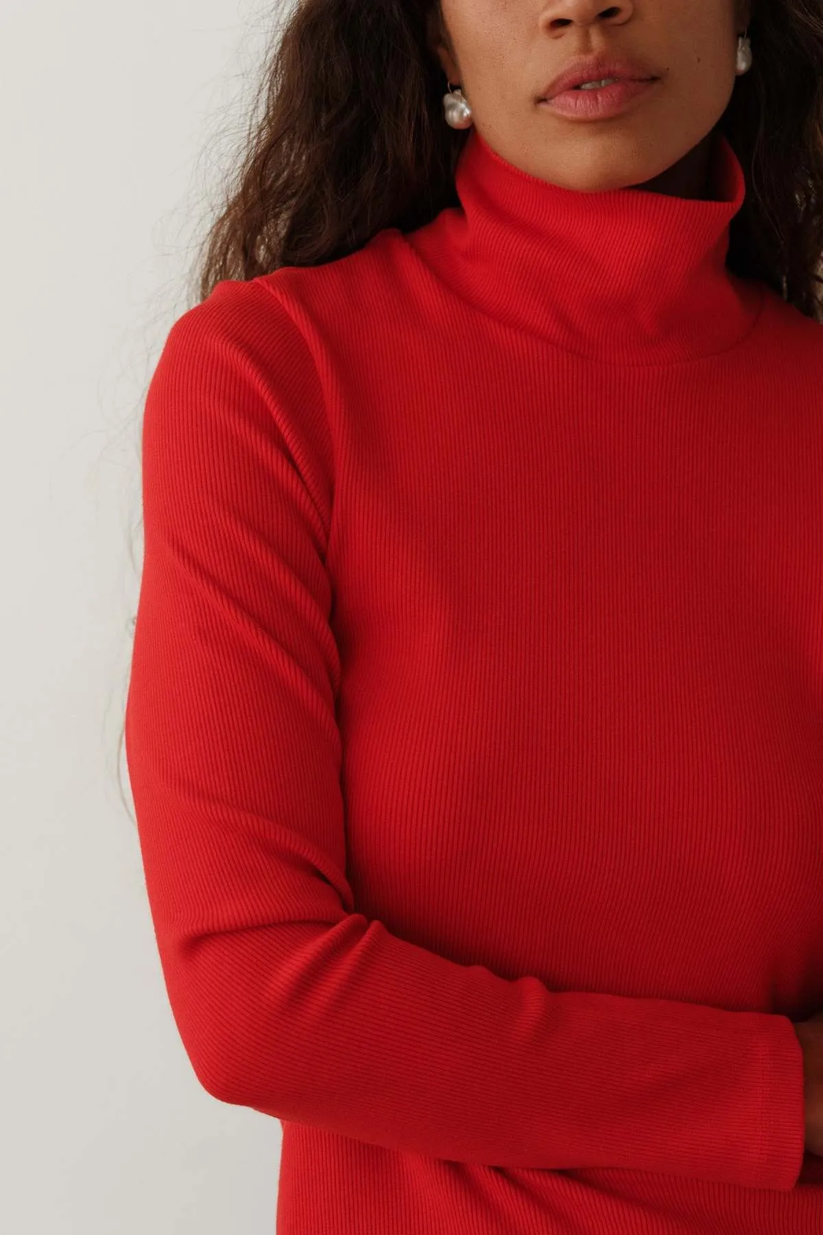 The Rib Turtleneck - Tomato