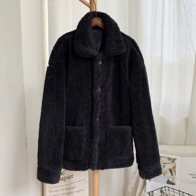 Thicken Warm Teddy Fur Jacket Coat Women Casual Lamb Faux Fur Overcoat