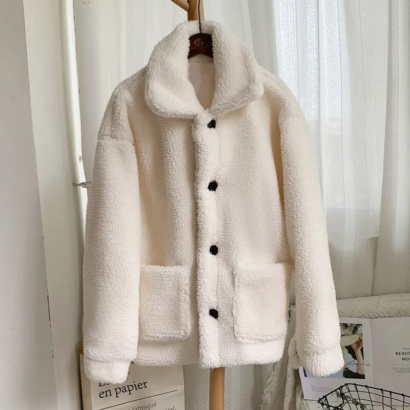 Thicken Warm Teddy Fur Jacket Coat Women Casual Lamb Faux Fur Overcoat