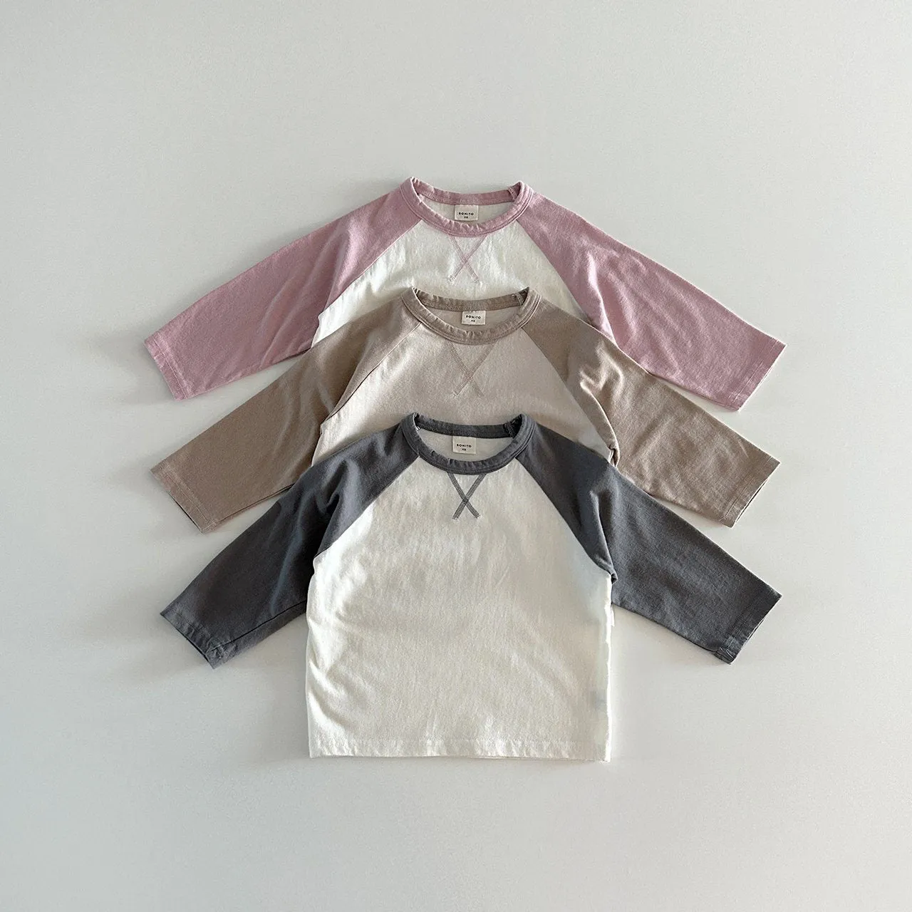 Toddler Crewneck Raglan Long Sleeve T-Shirt (6m-6y) - 3 Colors