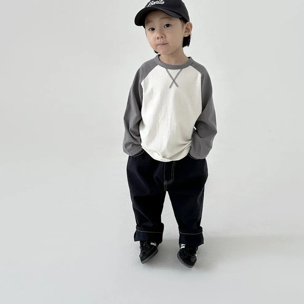 Toddler Crewneck Raglan Long Sleeve T-Shirt (6m-6y) - 3 Colors