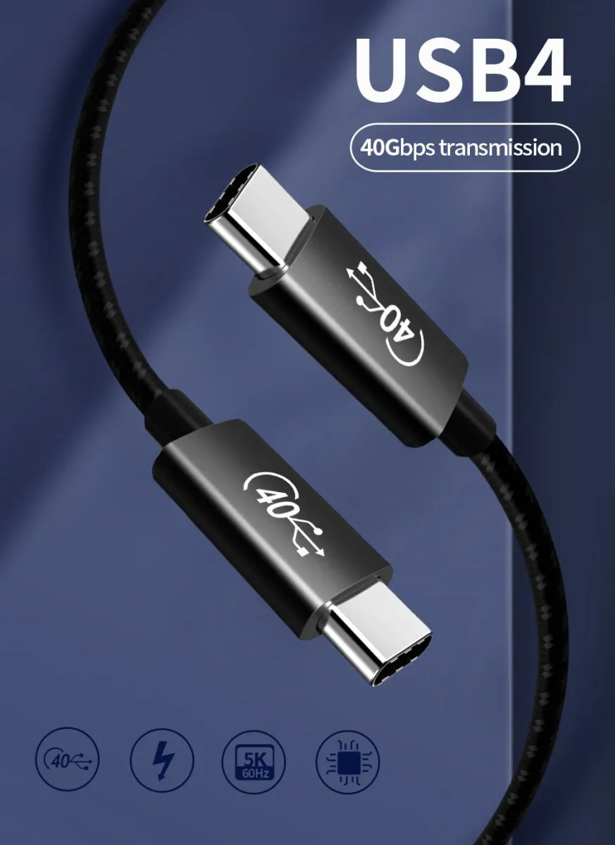 USB4 Gen3 USB-C Cable | 100W Charging, 8k Video, 40Gbps Data