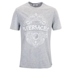 Versace Collection - Graphic Logo Print T-Shirt in Grey Melange