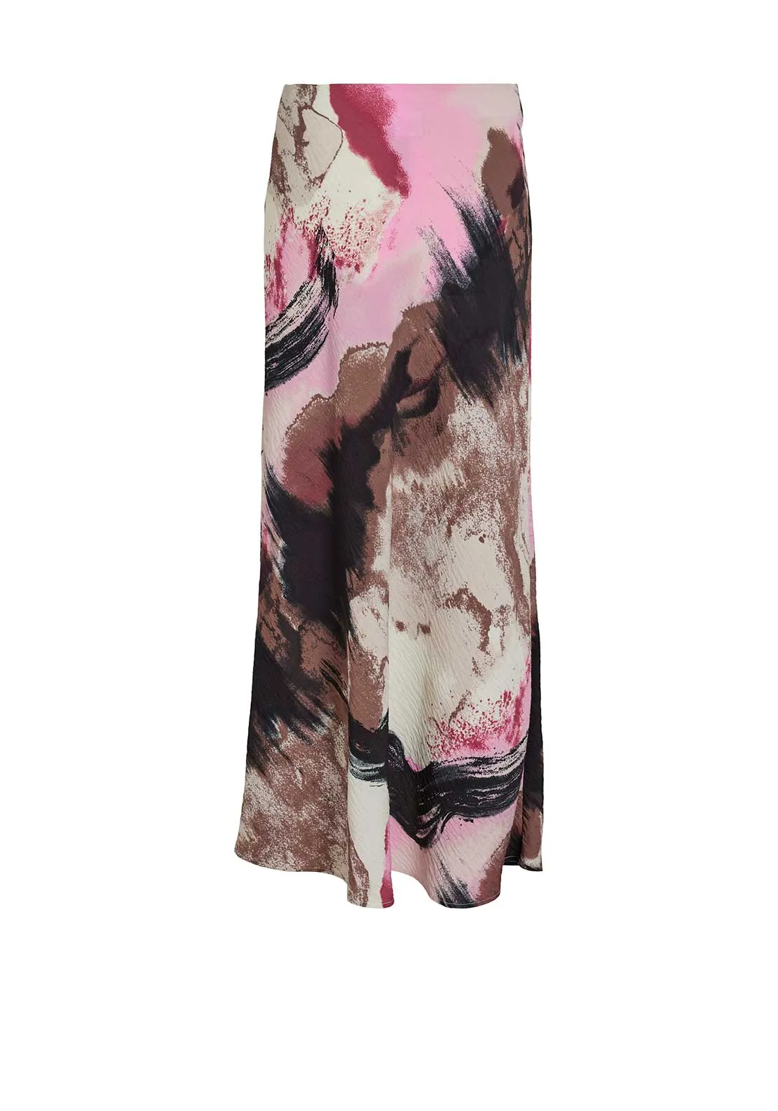 Vila Aluna Abstract Midi Skirt, Pink Multi