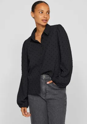 Vila Brietta Textured Shirt, Black Beauty