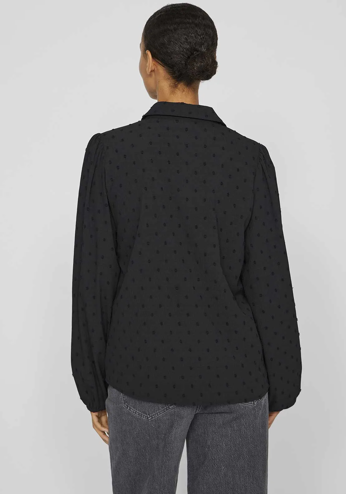 Vila Brietta Textured Shirt, Black Beauty