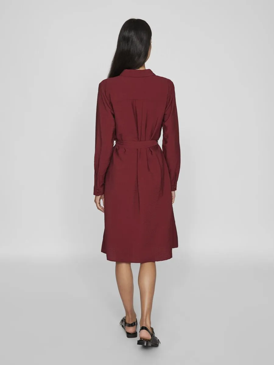 Vila Domira Shirt Knee Dress Cabernet