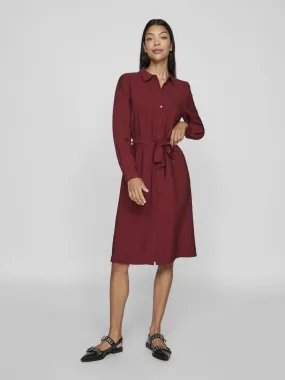 Vila Domira Shirt Knee Dress Cabernet