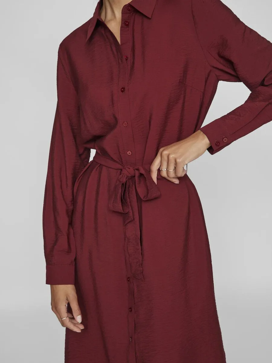 Vila Domira Shirt Knee Dress Cabernet