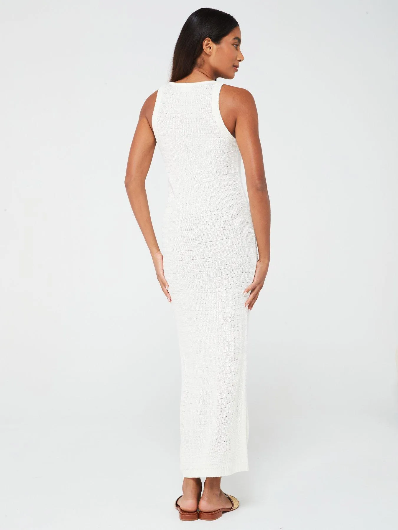 Vila Egret Knitted MidiDress - White