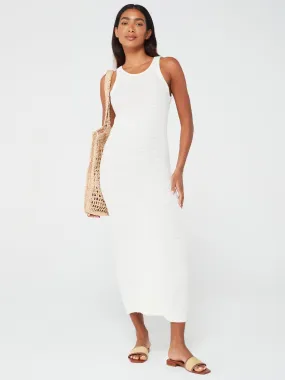 Vila Egret Knitted MidiDress - White