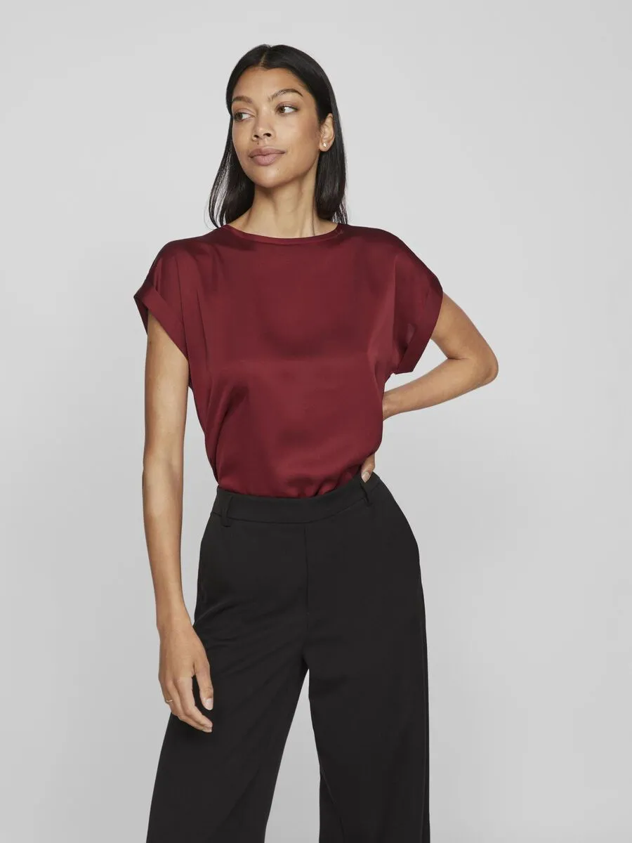 Vila Ellette Satin Top Cabernet