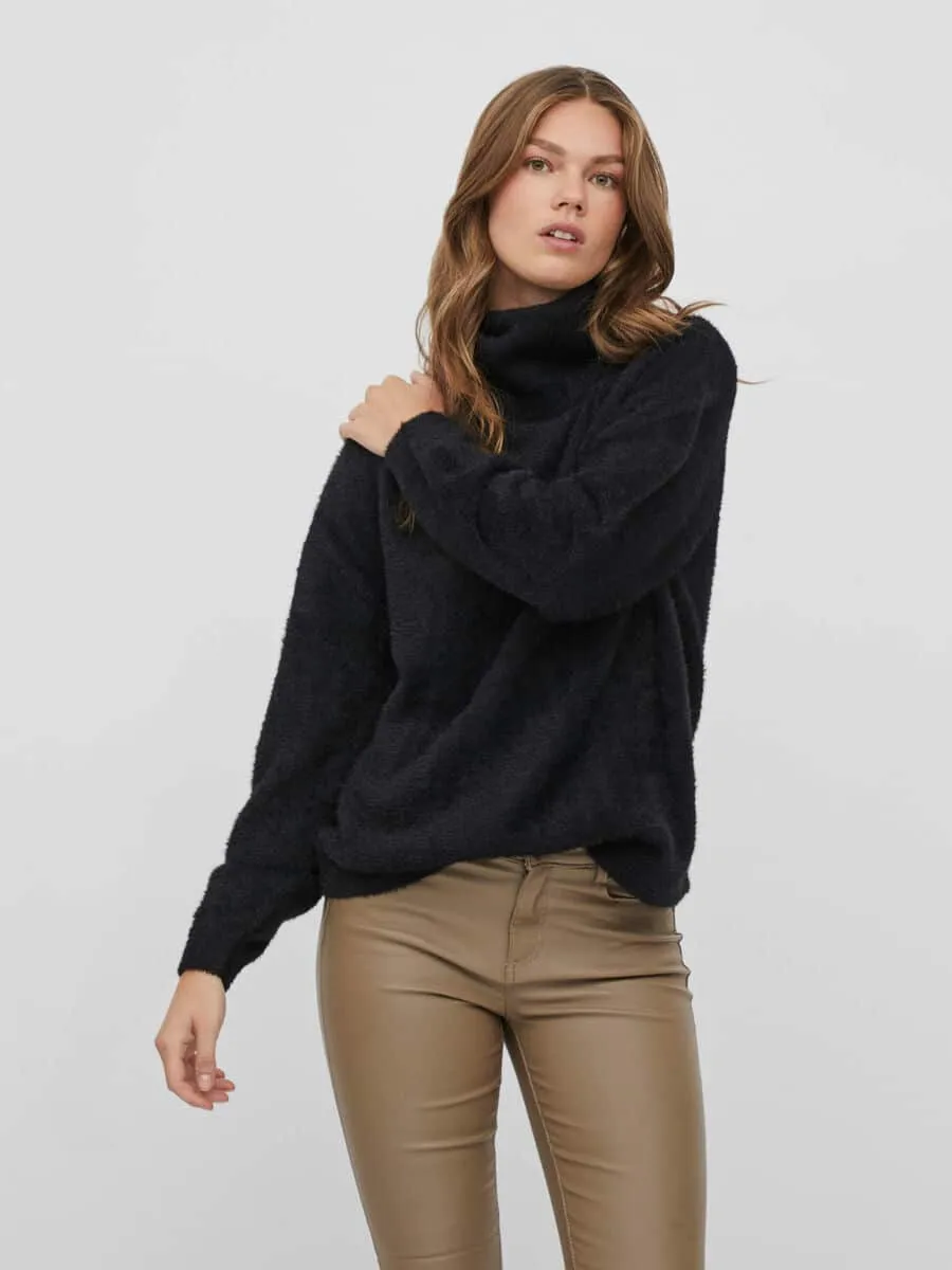 Vila Lajuli Rollneck Knit Black