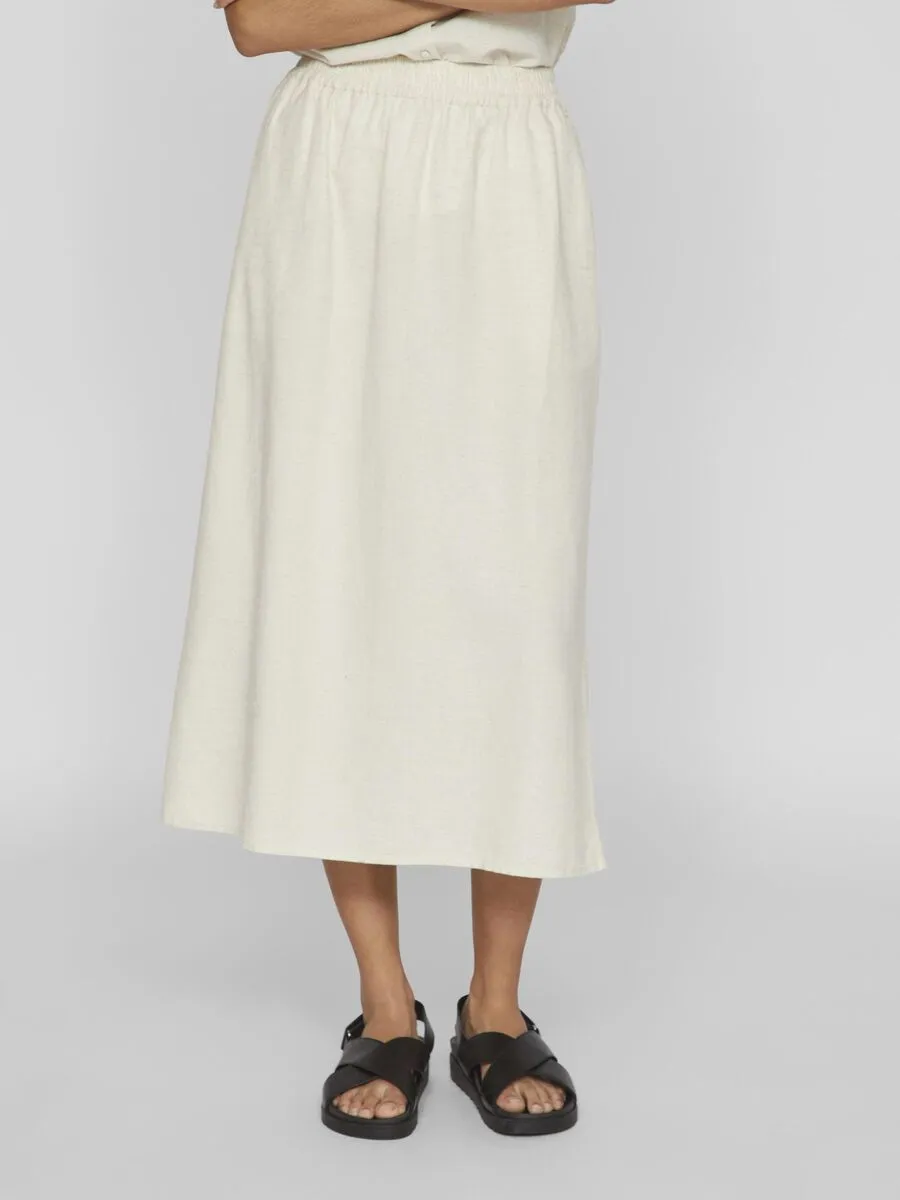 Vila Prisilla Midi Skirt Super Light Natural Melan