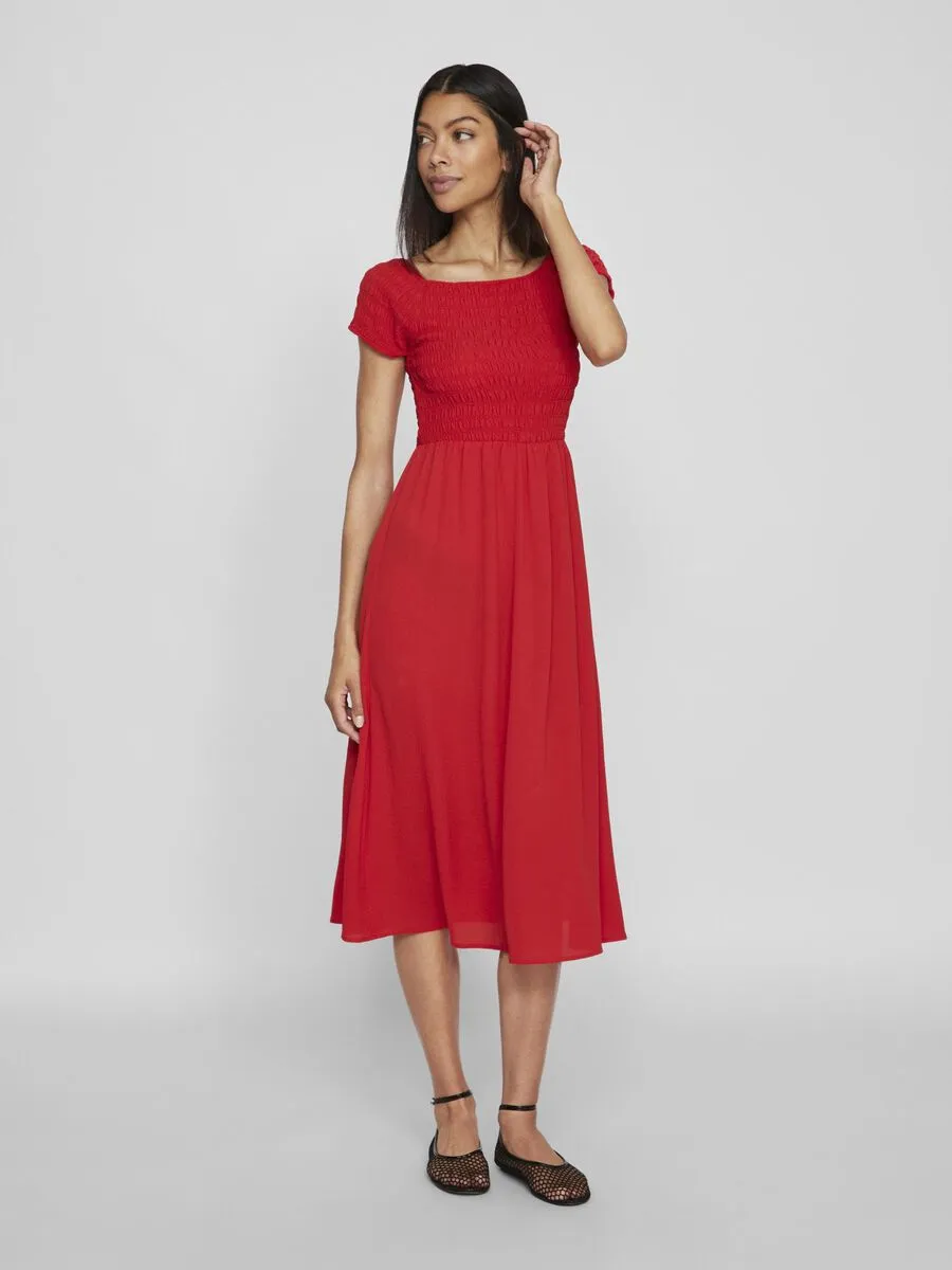 Vila Rita Smock Dress Mars Red