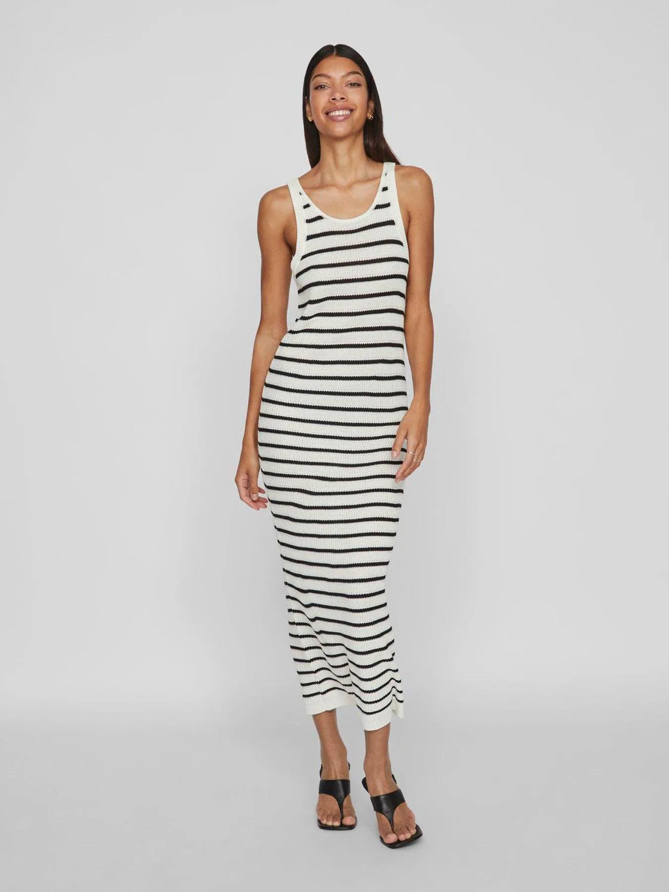 Vila Stripe Bodycon Maxi Dress - Cream