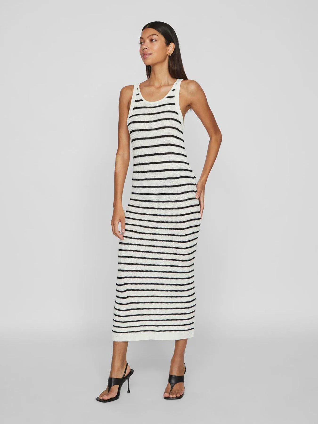 Vila Stripe Bodycon Maxi Dress - Cream