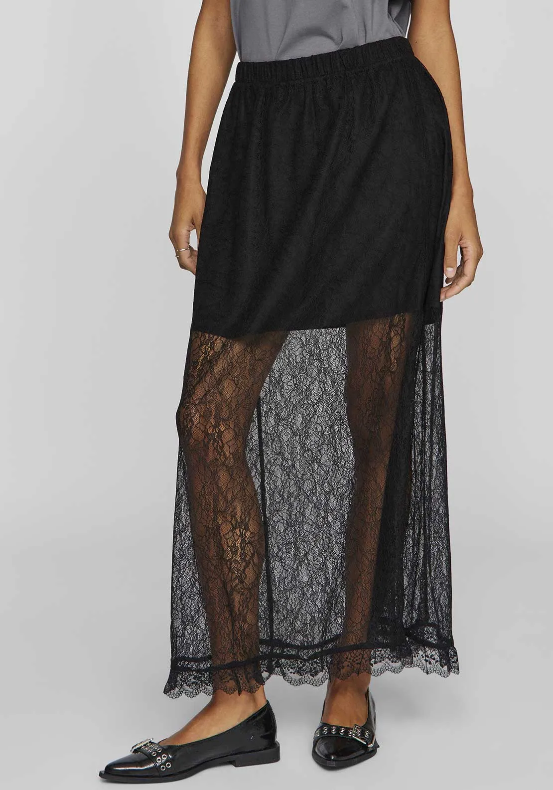 Vila Susi Lace Maxi Skirt, Black