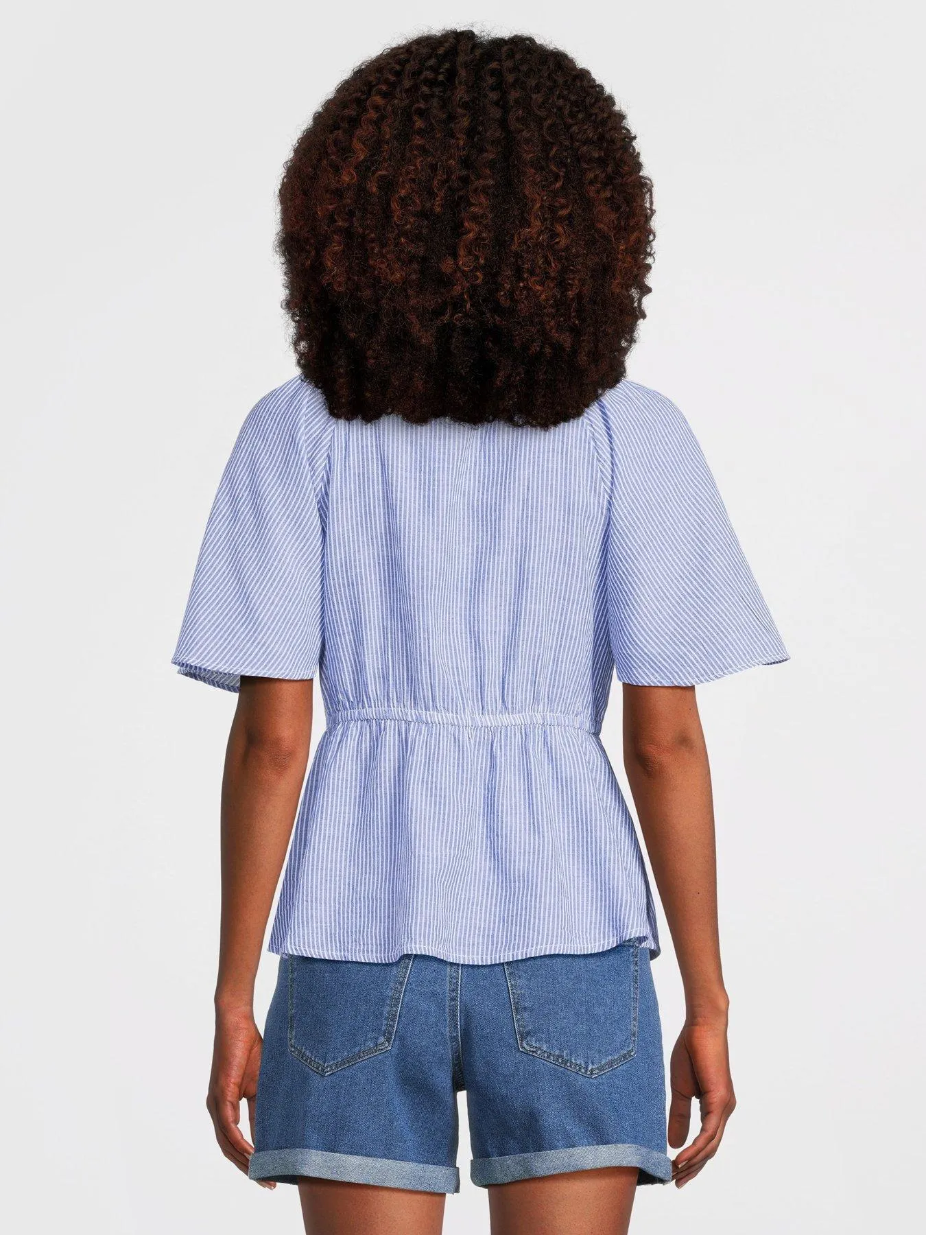 Vila V Neck Smock Blouse - Blue