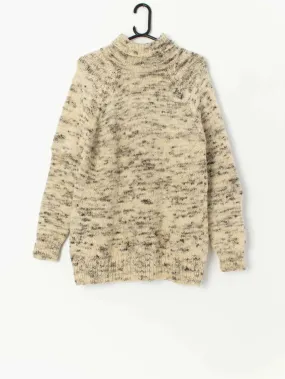 Vintage cream and brown knitted jumper – Small / Medium