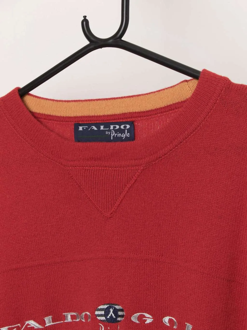 Vintage Faldo by Pringle red golf jumper, lambswool – Large