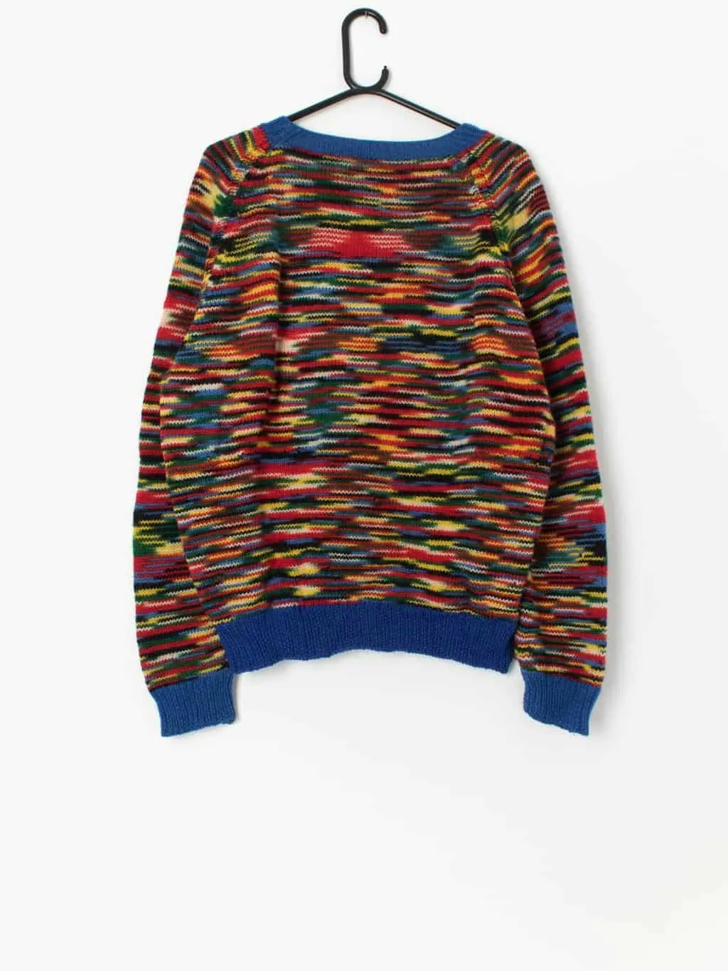 Vintage men’s multi-coloured handknitted jumper – Small / Medium