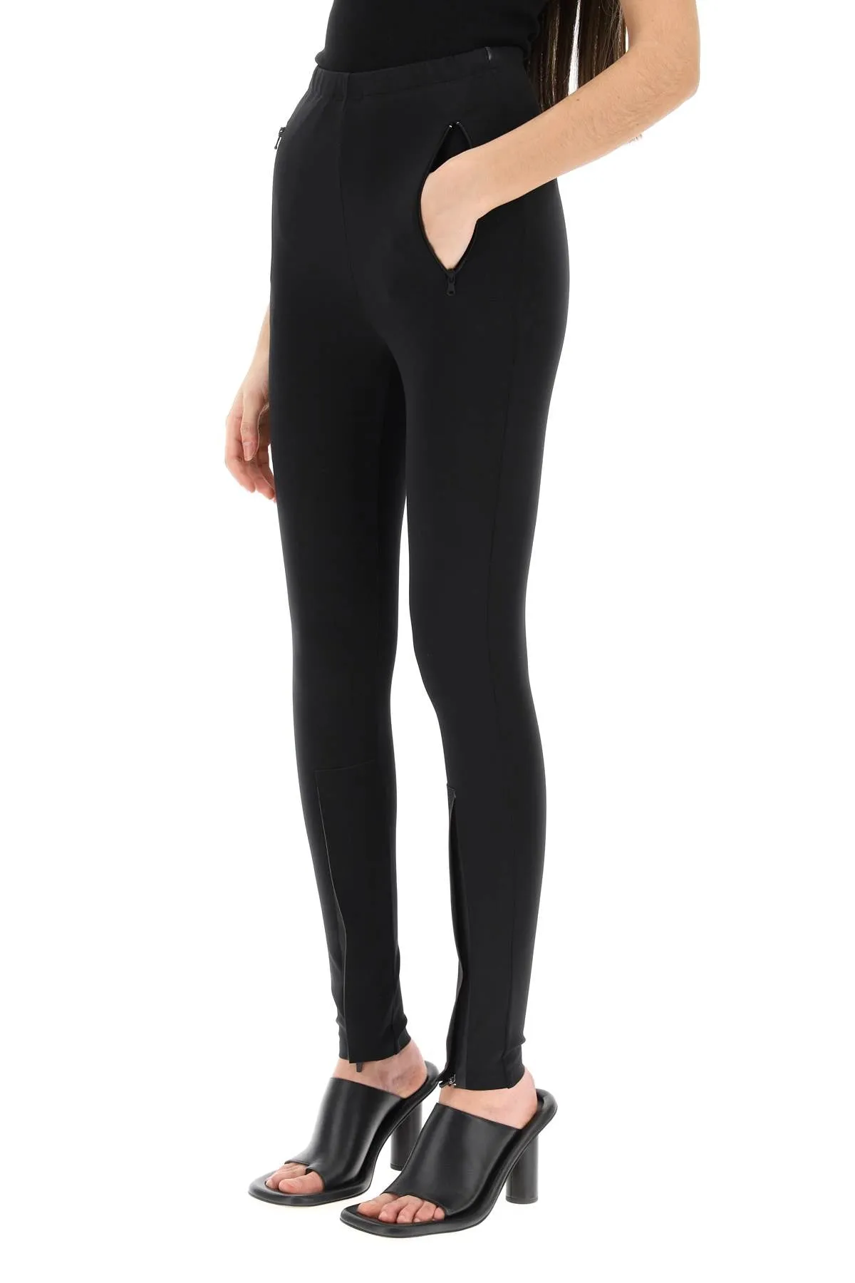 Wardrobe.nyc leggins with zip cuffs W2014R05 BLACK