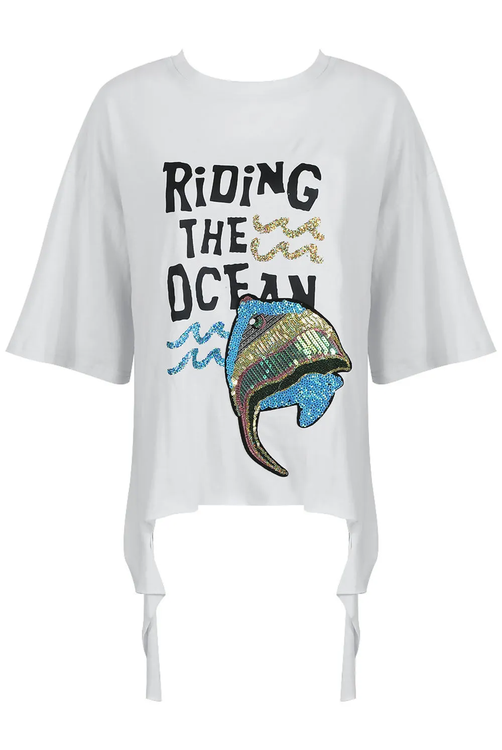 White 'Riding the Ocean' Torn Up Tee