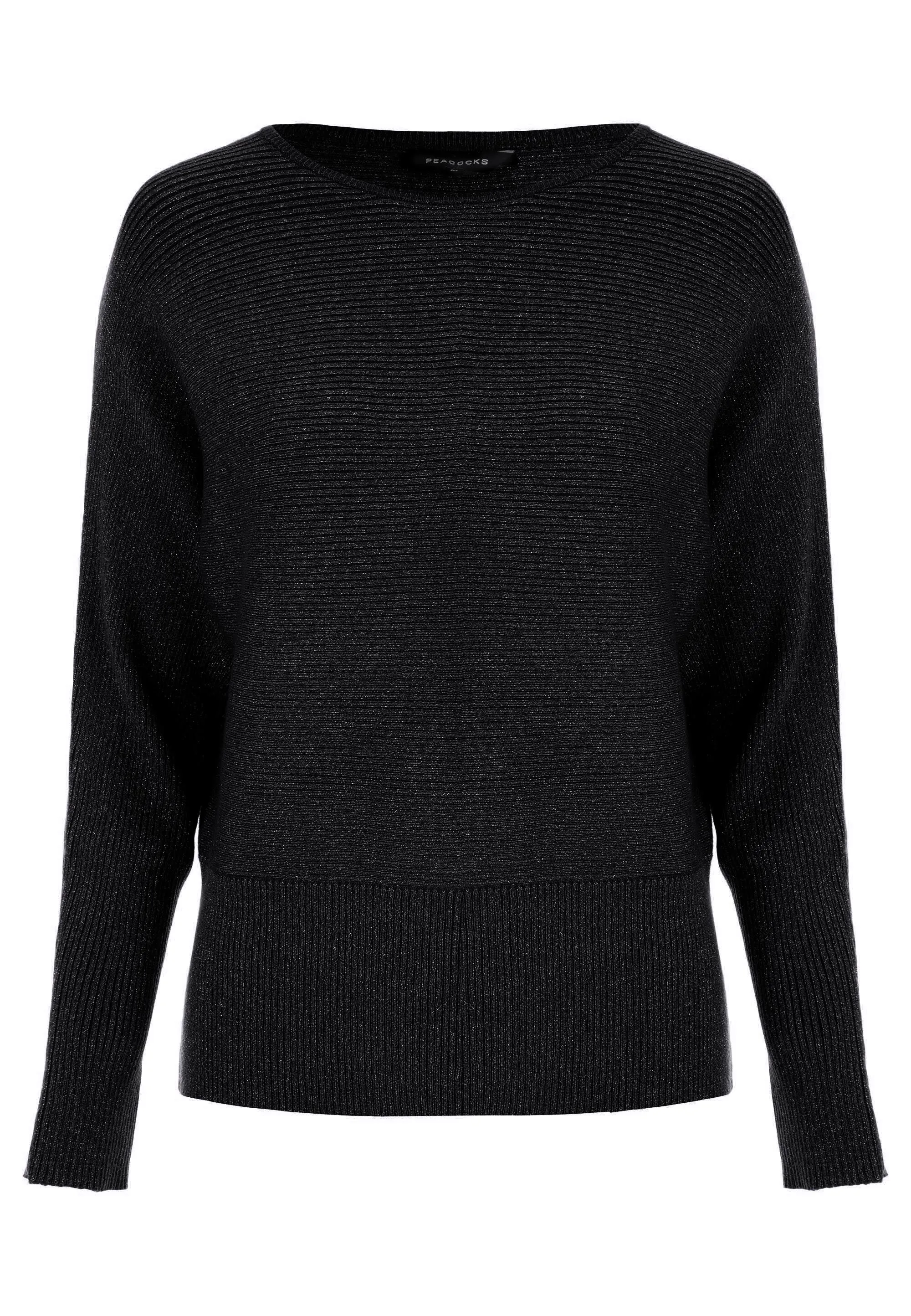 Womens Black Lurex Batwing Jumper