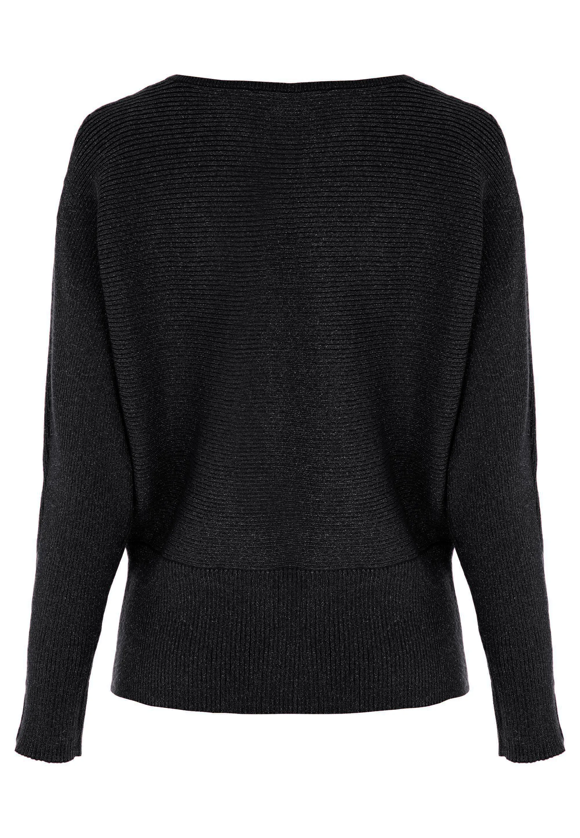 Womens Black Lurex Batwing Jumper